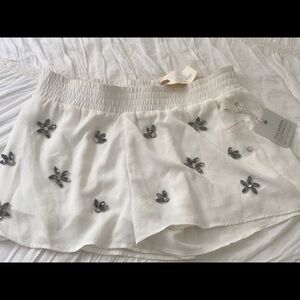 White jeweled shorts NWT